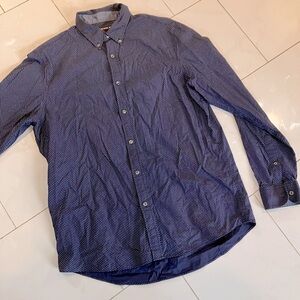 Michael Kors Navy Geometric Button Down Shirt. EUC!